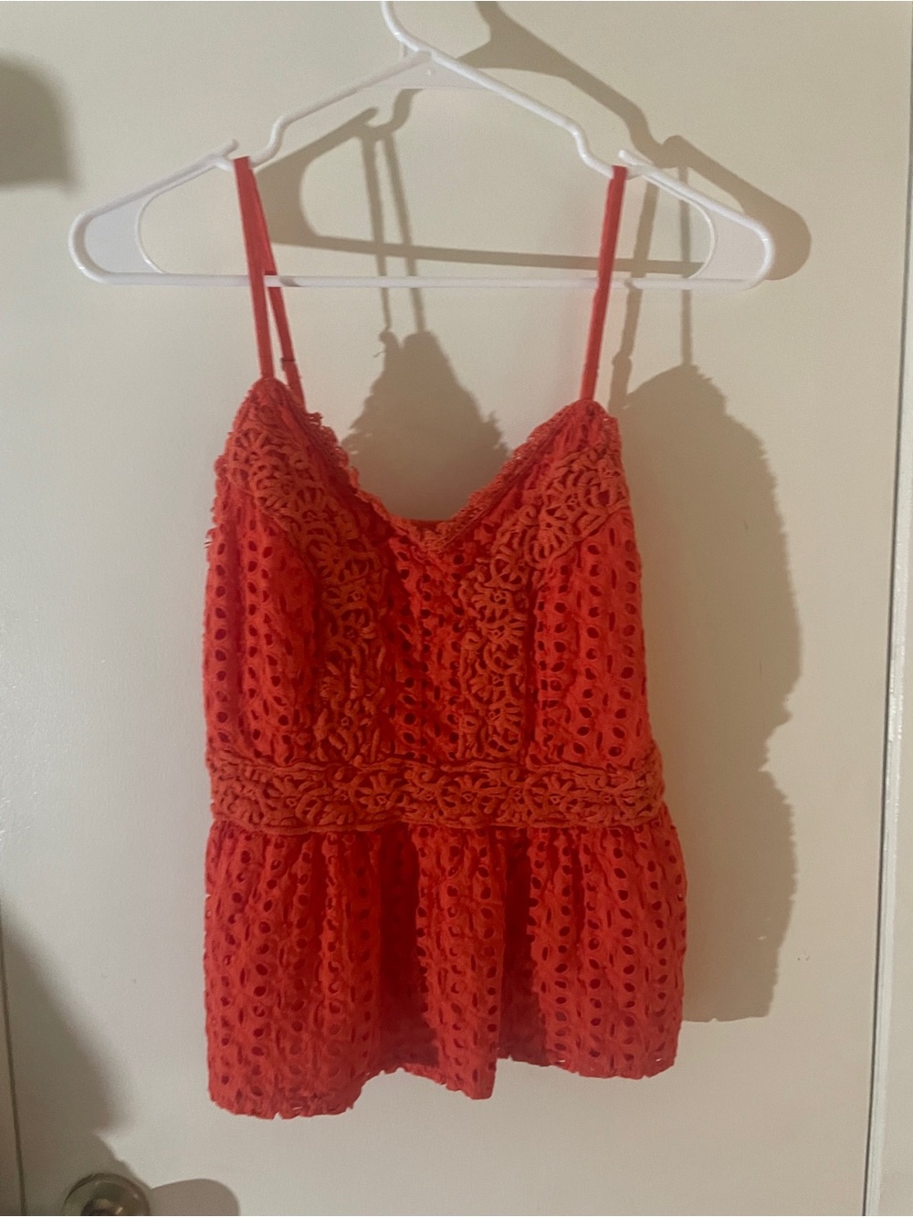 Japna Orange Eyelet Crochet Peplum Cami Tank | Large | 100% Cotton - Picture 9 of 15